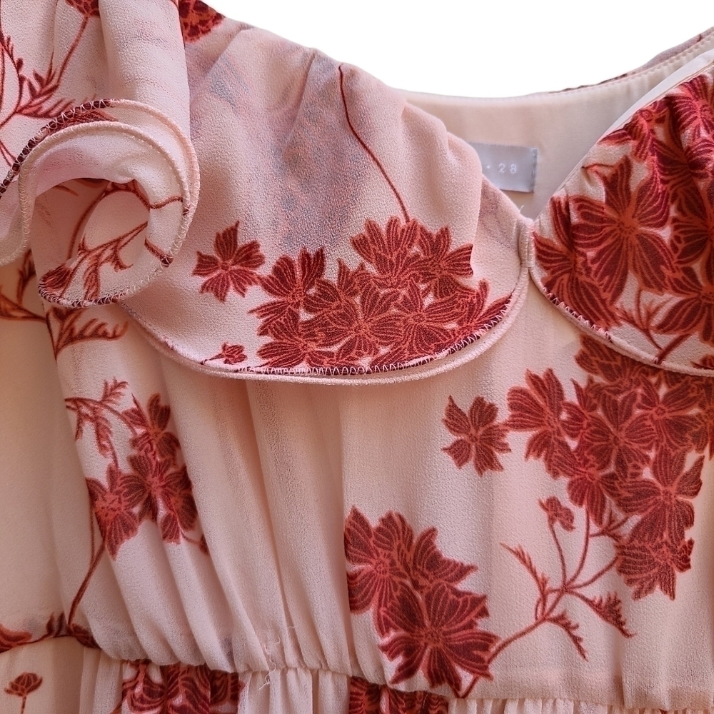 Chelsea 28 Floral Dress with Tiered Skirt and Ruffle Collar, Size Small - Picture 5 of 11